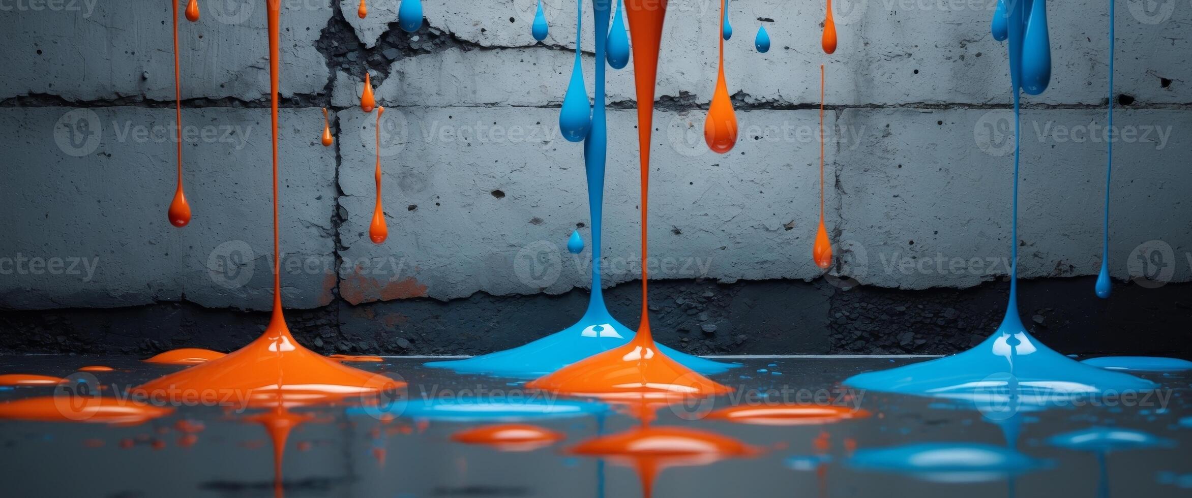 Oil Drips on Concrete Texture for Industrial Backgrounds photo