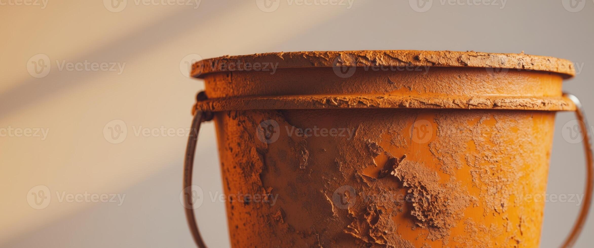 Close Up of Unique Textured Orange Bucket. photo