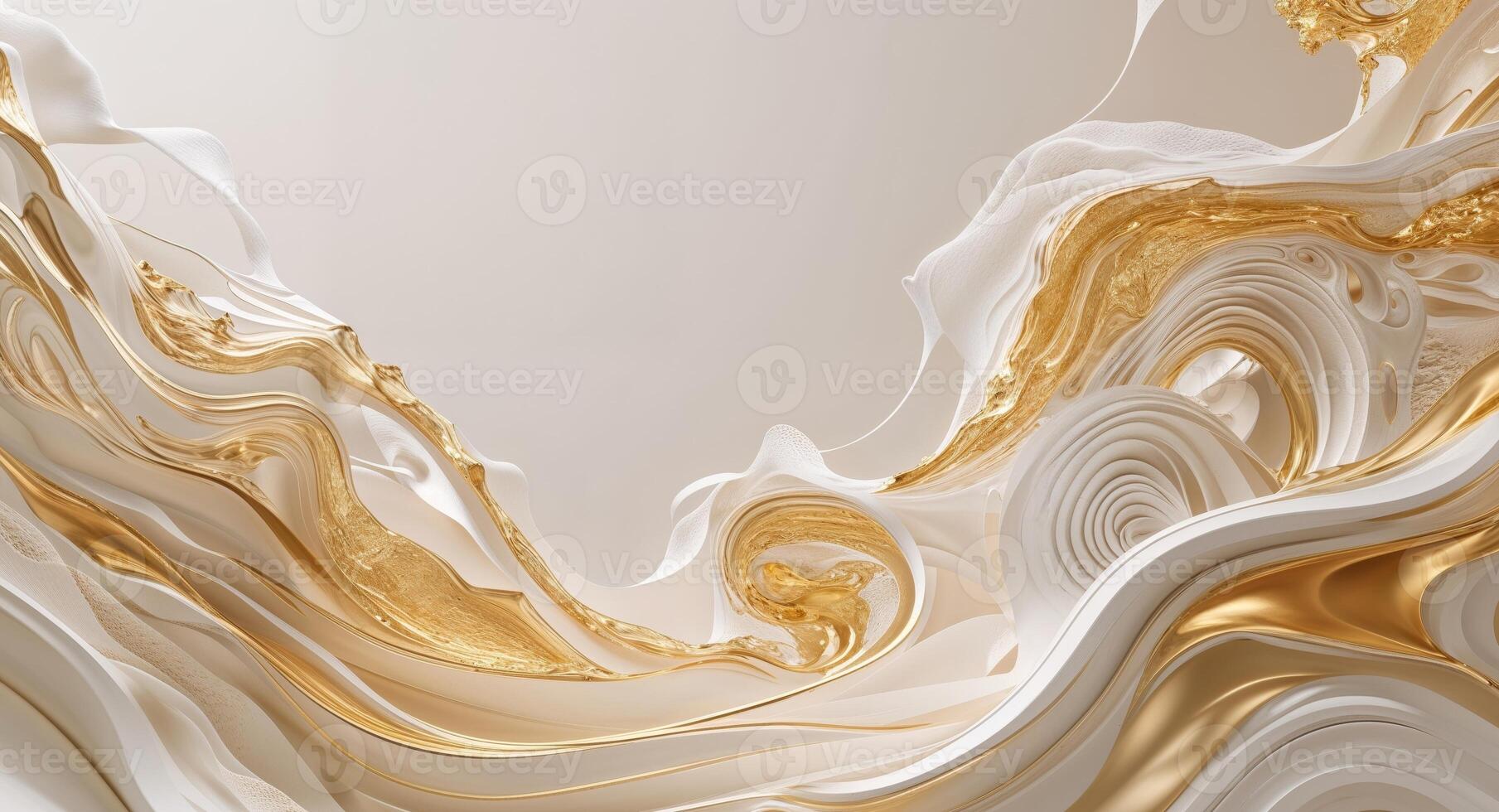 Abstract background with gold and white waves photo