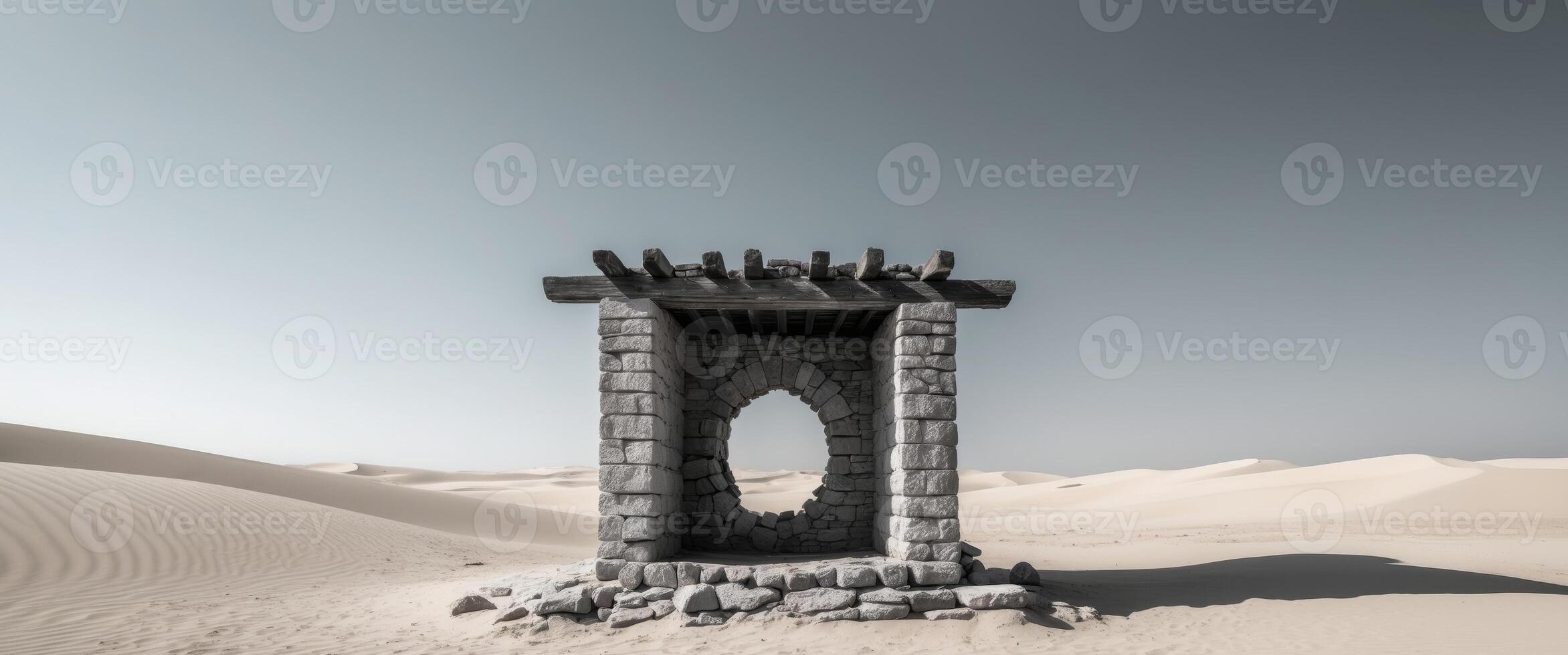 An old stone structure in the desert photo