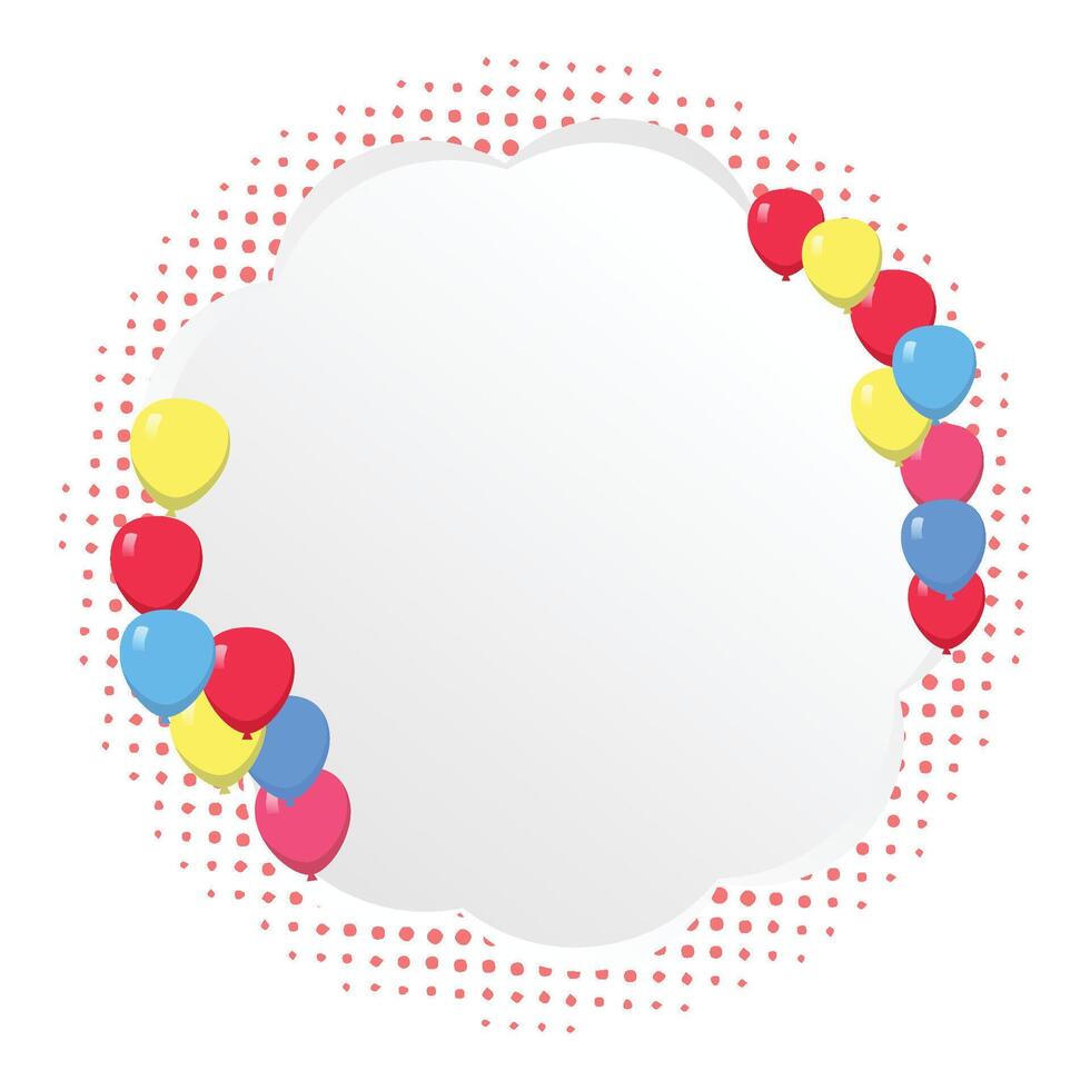 Kids Party Background with Floating Balloons and Cloud Shape vector