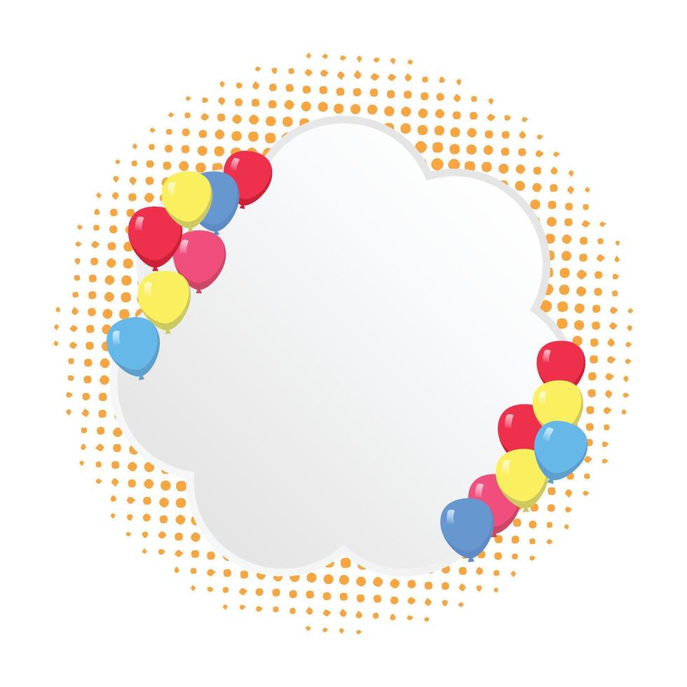 Birthday Frame with Colorful Balloons and Cloud Border vector