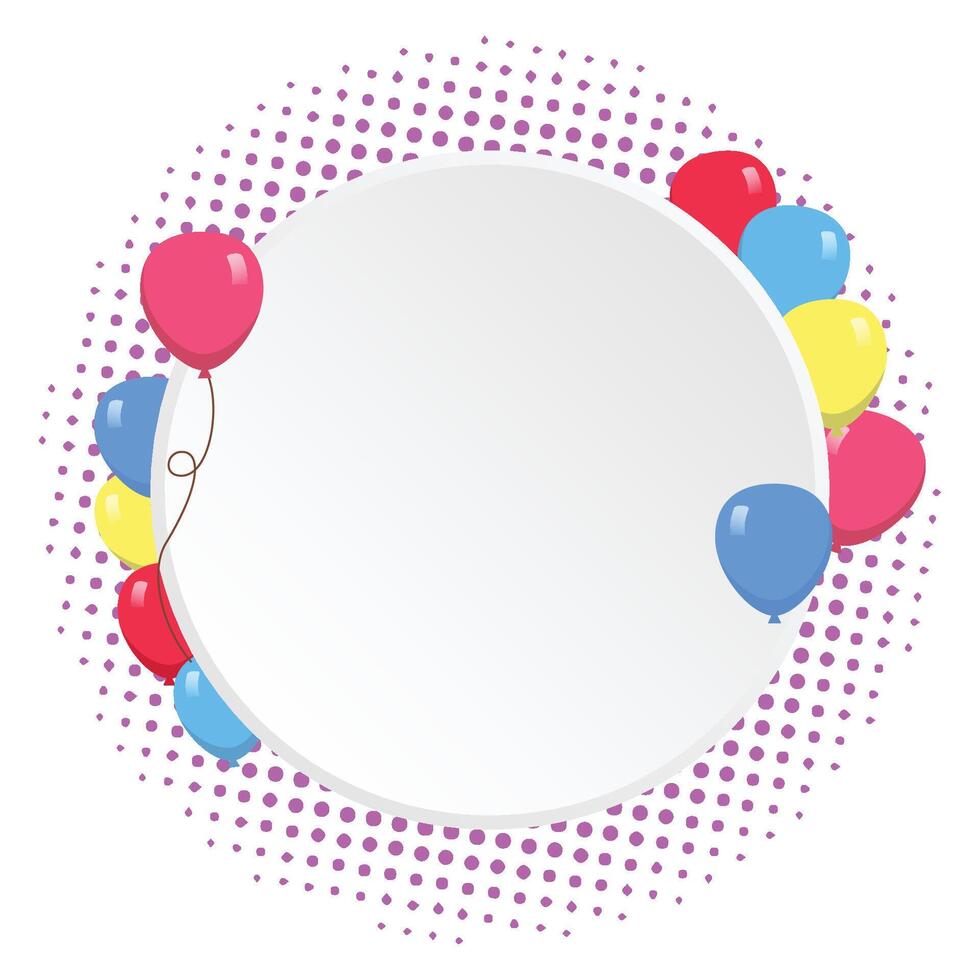 Cheerful Circle Frame with Floating Balloons for Events vector