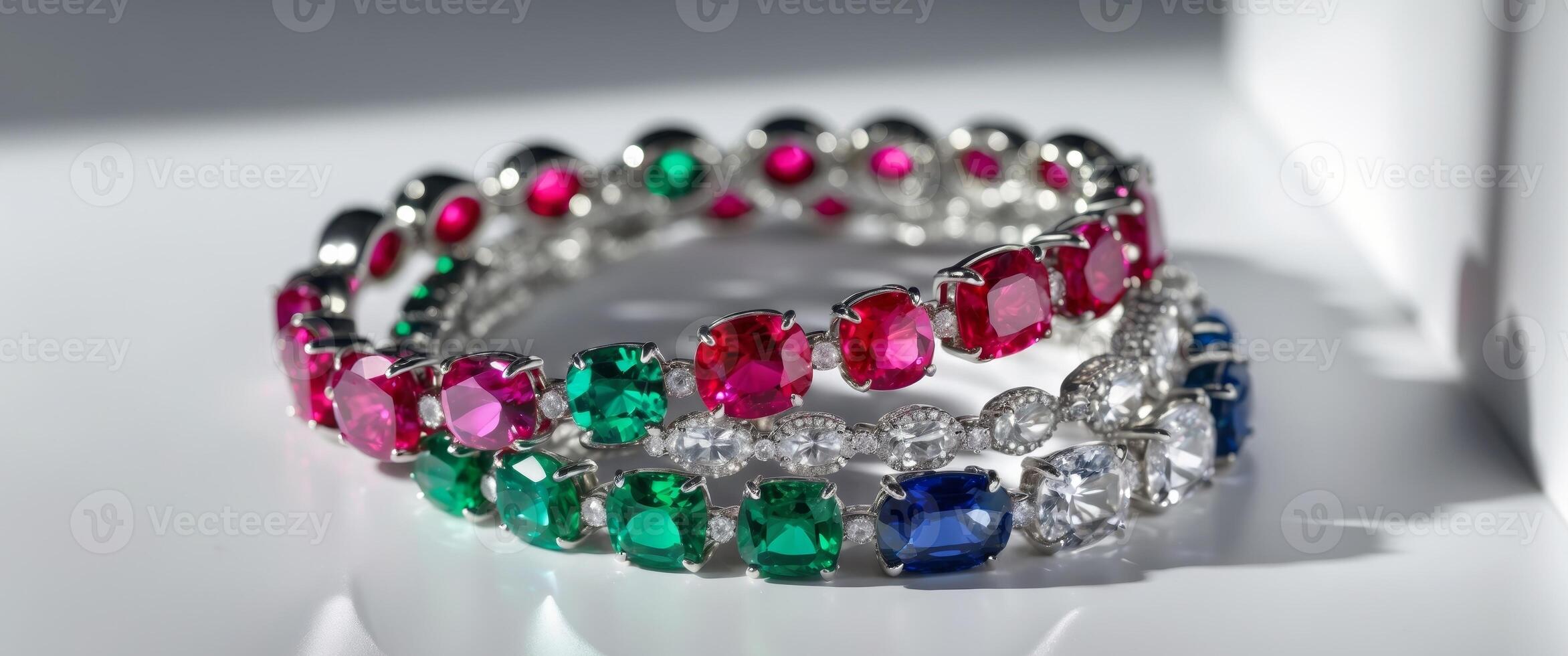 A stack of colorful and white diamonds and emeralds photo