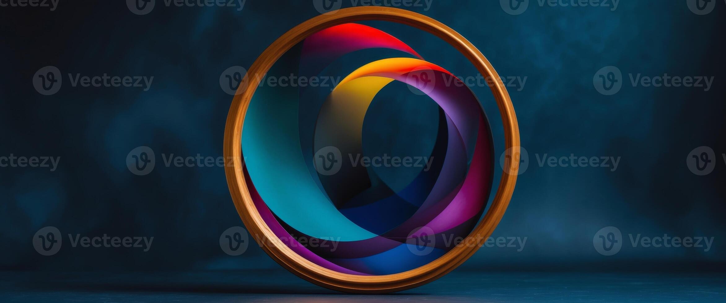 A circular object with colorful swirls in it photo