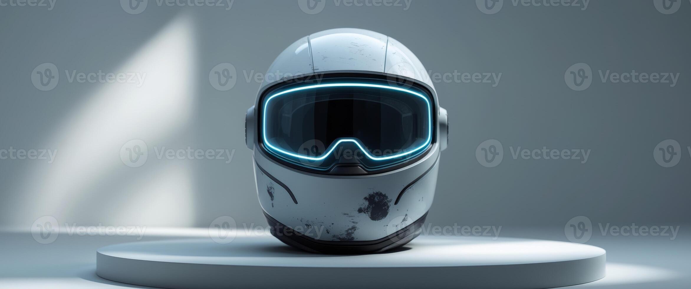 Futuristic explorer helmet with adaptive light filters photo