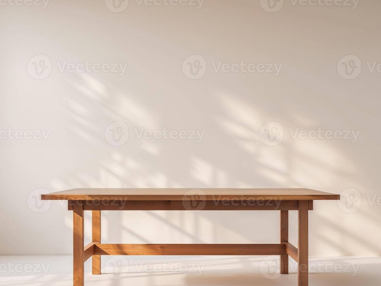 Empty wooden table classroom background mockup. photo