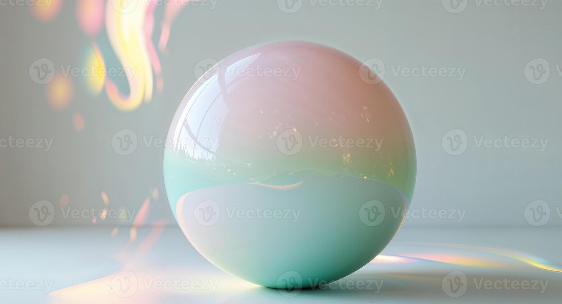 Abstract Sphere Background with Soft Pastel Colors and Glowing Reflections. photo
