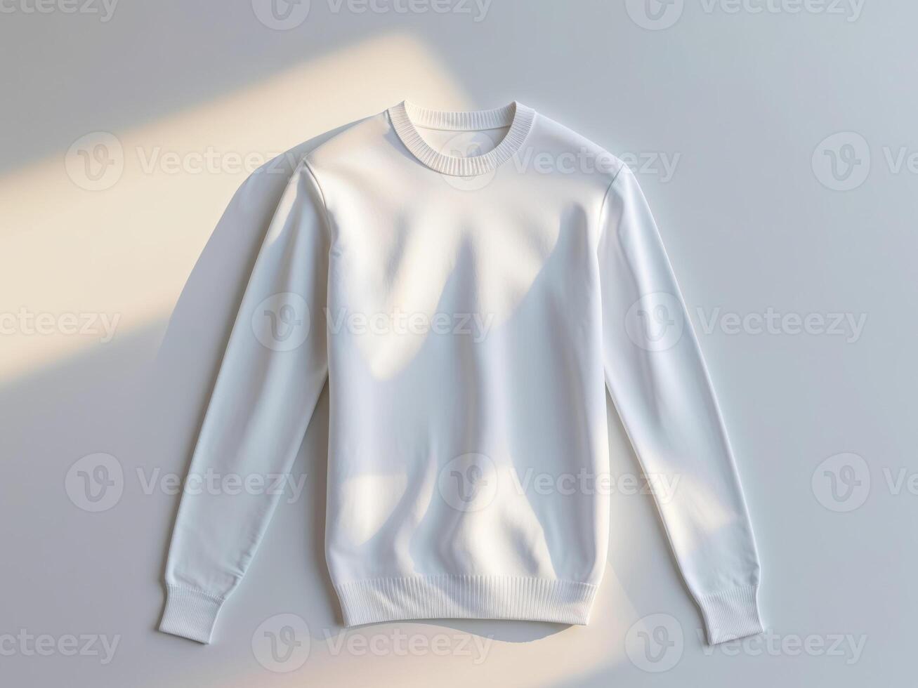 High Resolution White Crew Neck Sweater Long Sleeves Soft Comfortable Design MockupHigh Resolution White Crew Neck Sweater Long Sleeves Soft Comfortable Design Mockup. photo