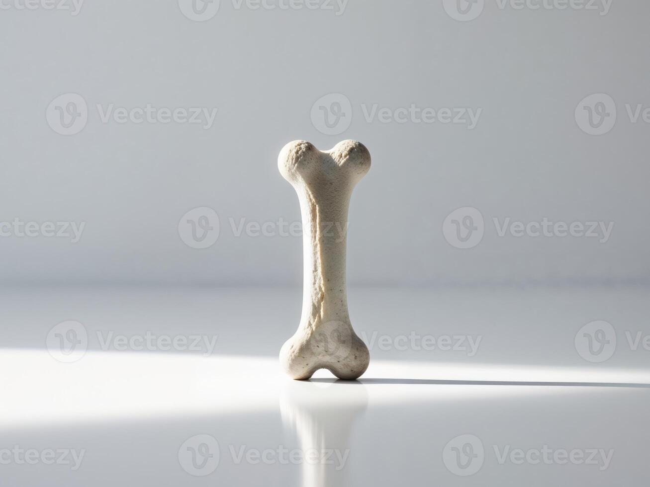 Dog's Bone on Clean White Surface Perfect for Pet or Educational Use photo