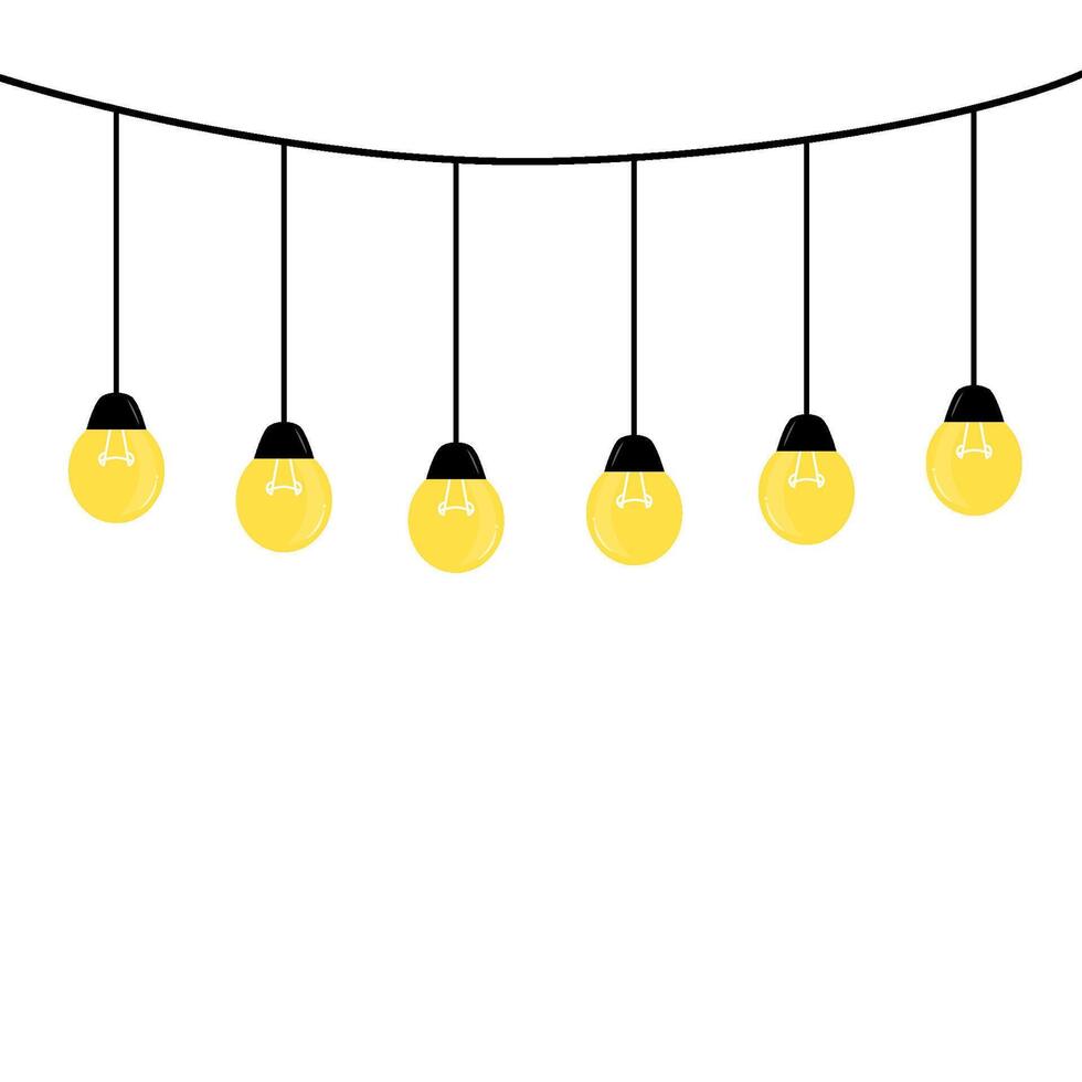 yellow hanging lightbulb vector