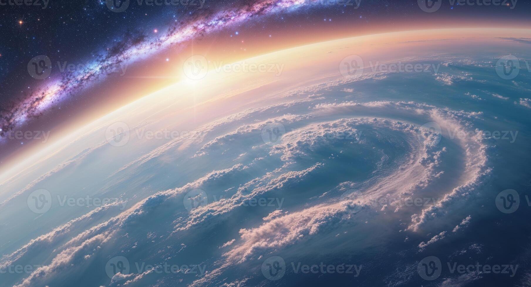 Earth and milky way in space photo