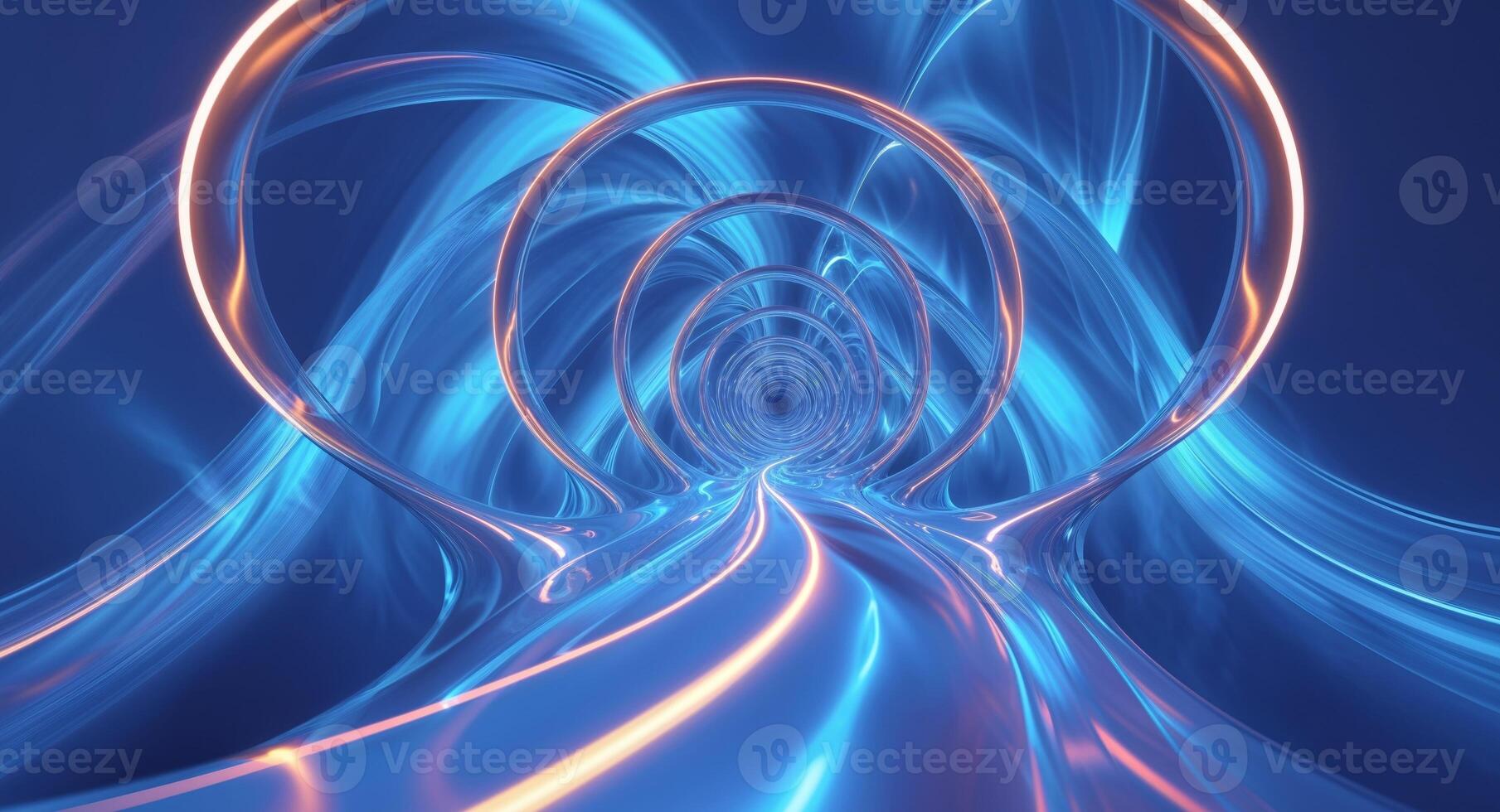 Swirling Blue Gradient Abstract Design with Glowing Lines and Circular Composition. photo