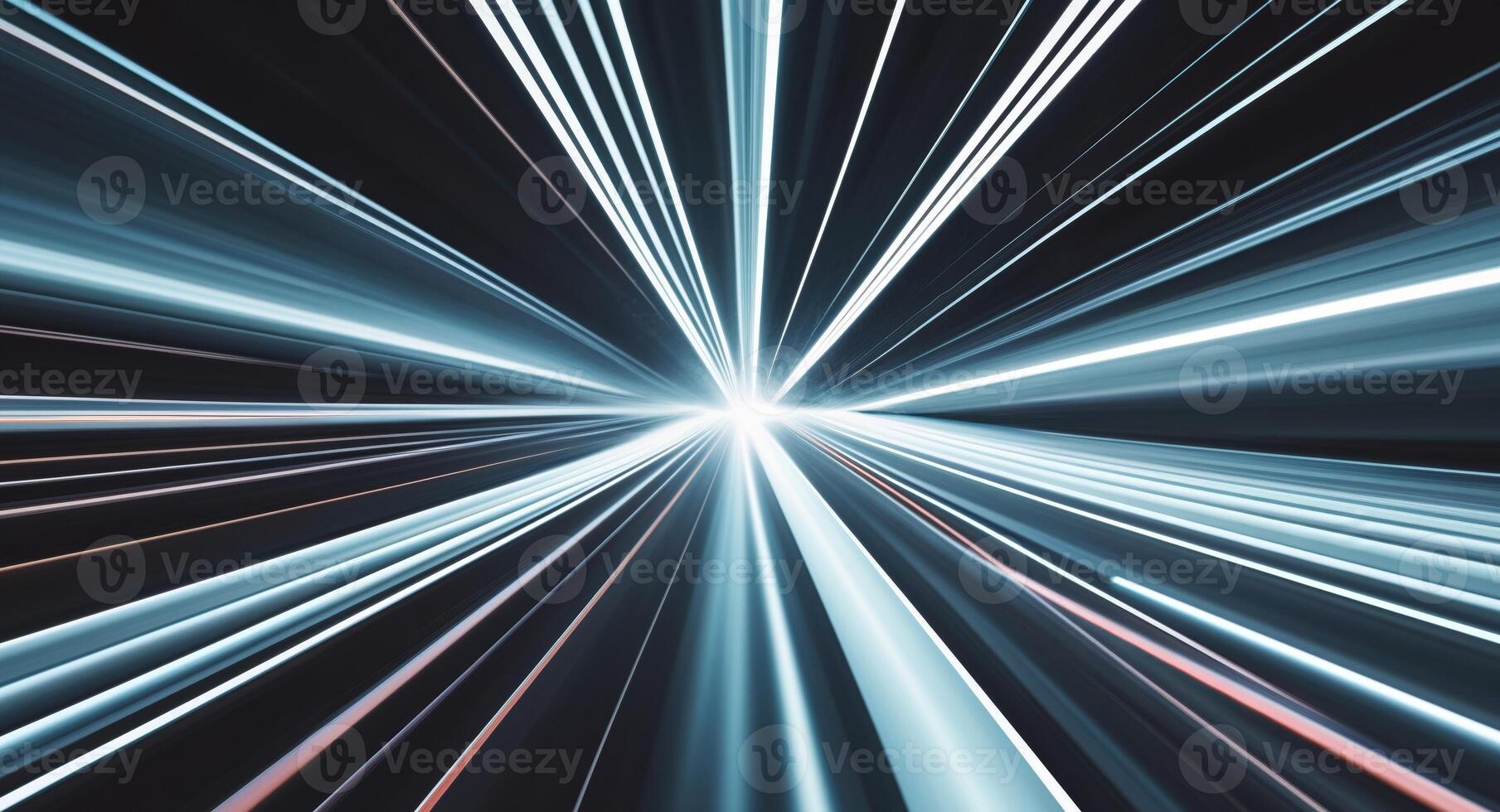 Abstract Light Rays Converging in Darkness - Dynamic Energy and Speed Concept photo