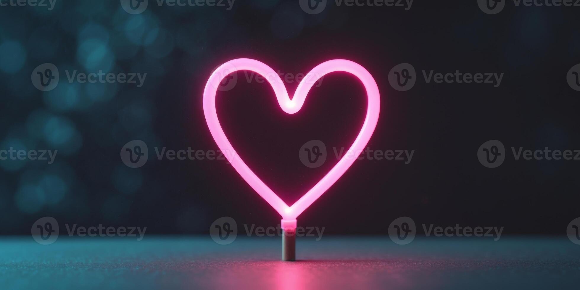 Glowing neon heart showing love and affection on valentine's day photo