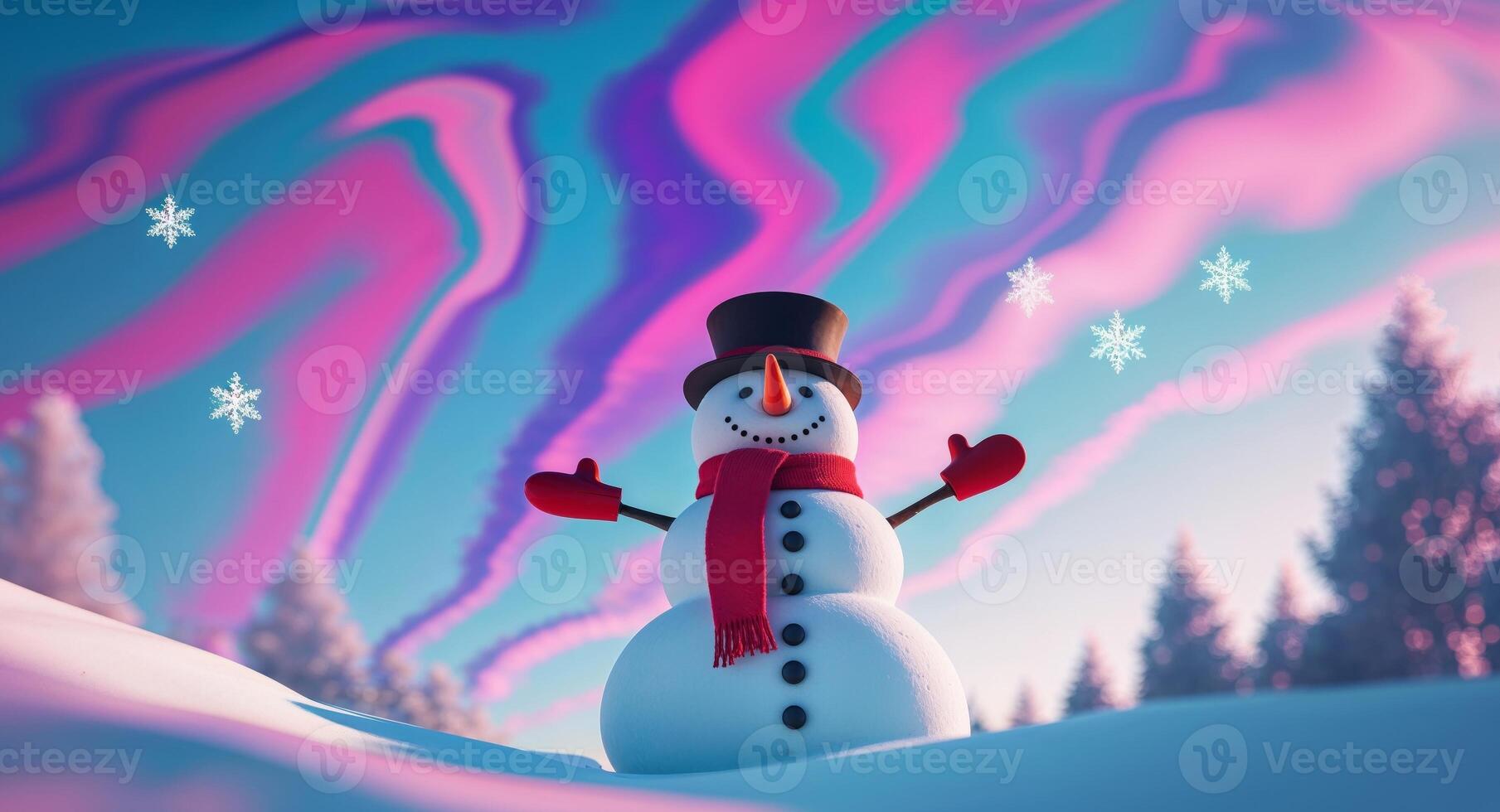 Whimsical Snowman with Psychedelic Swirls for Winter Holiday Cheer photo