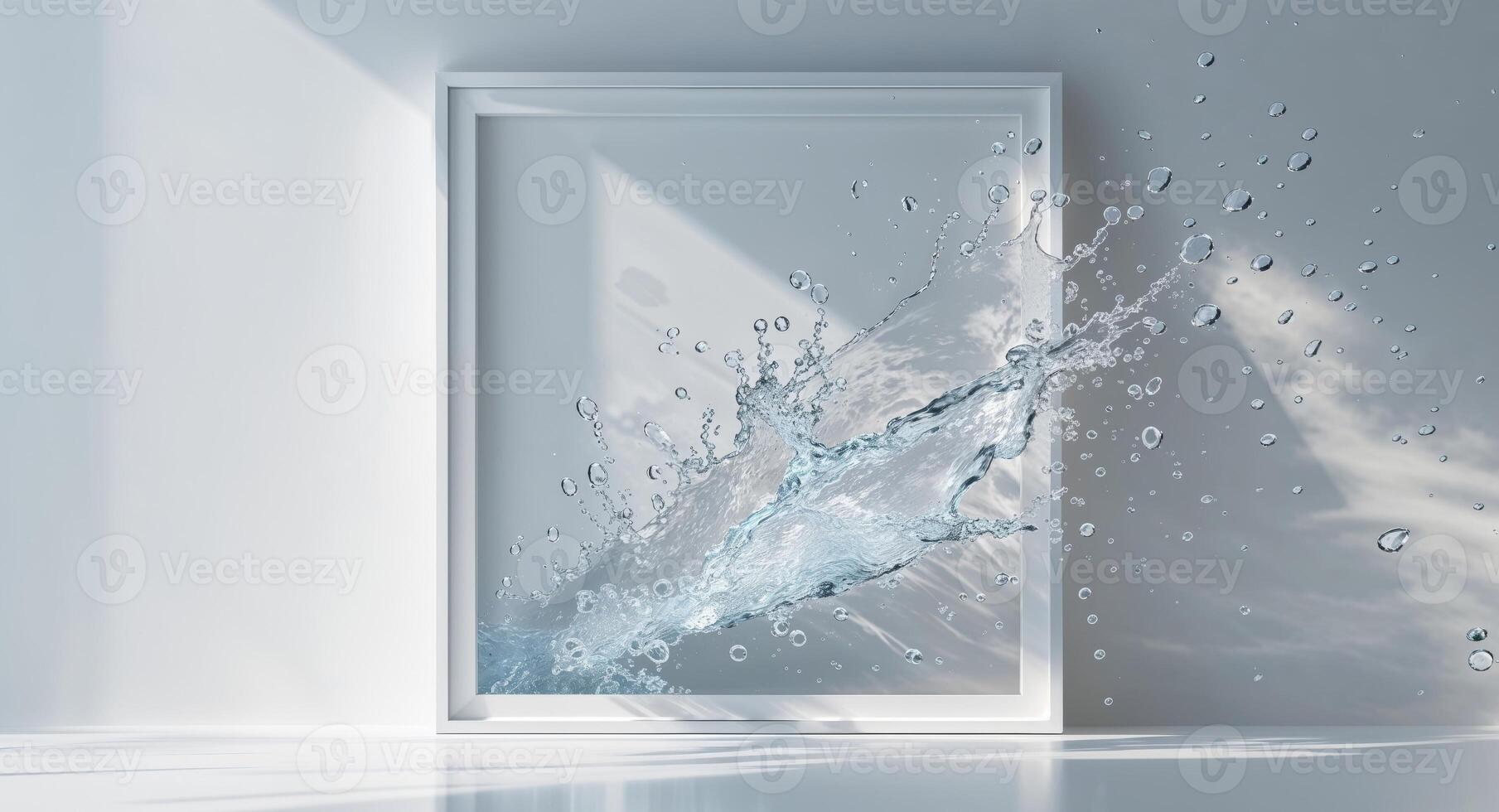 blank poster frame with dynamic water splashes. photo