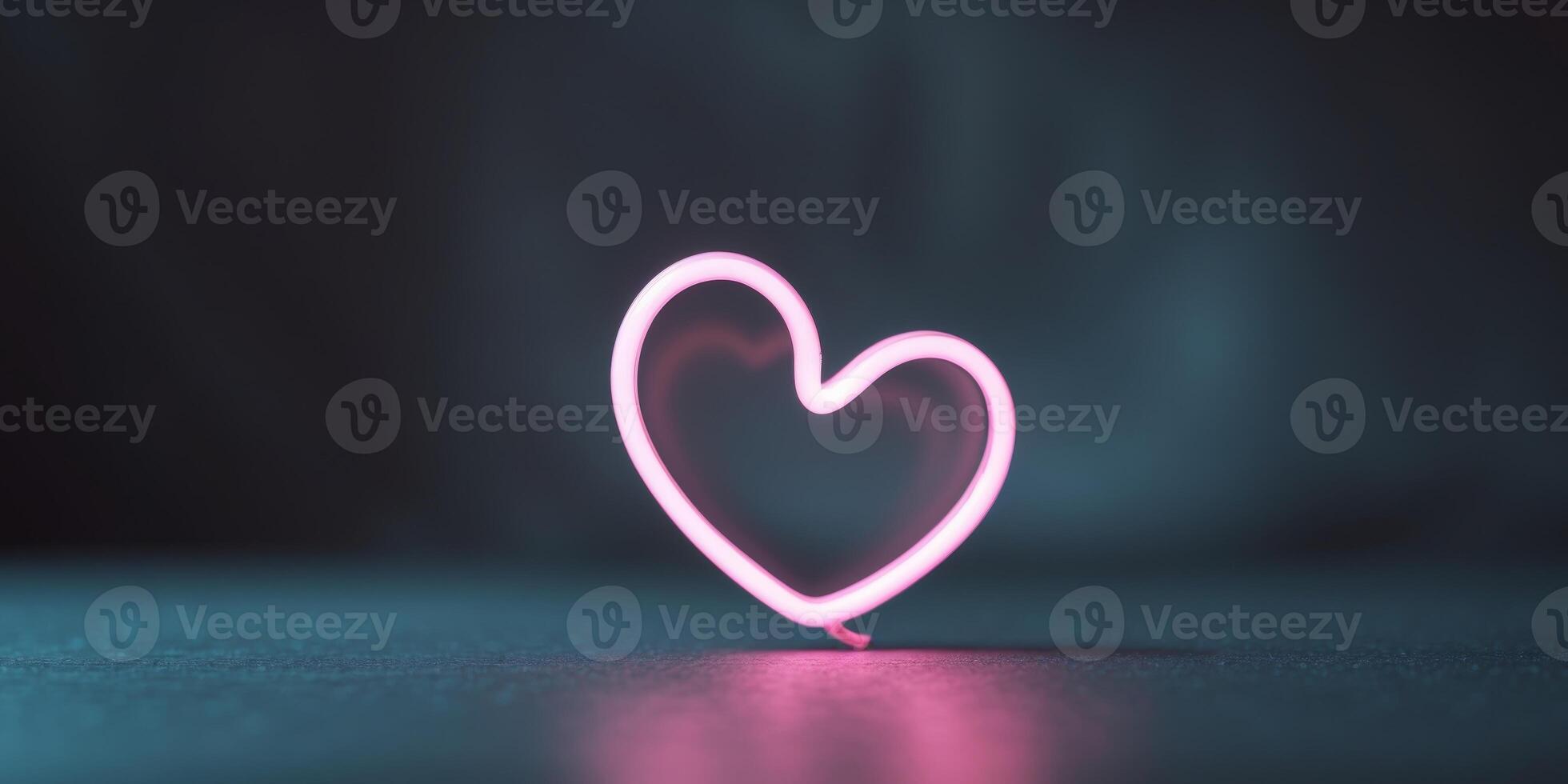 Glowing neon heart showing love and affection on valentine's day. photo