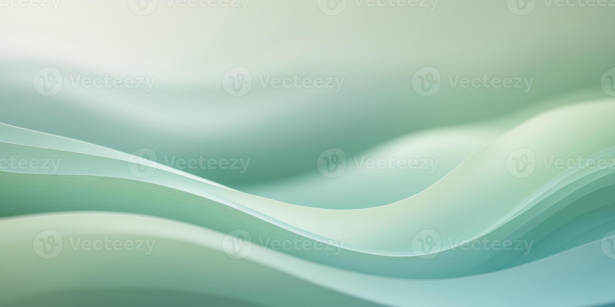 Abstract Green and Blue Wavy Lines Background with Light Pastel Tones photo