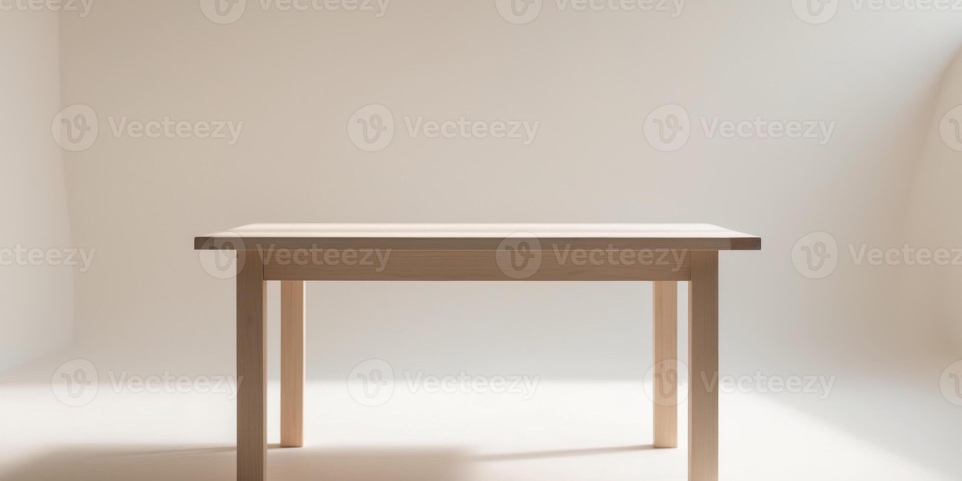 Simple wooden table with clean lines and sturdy legs photo
