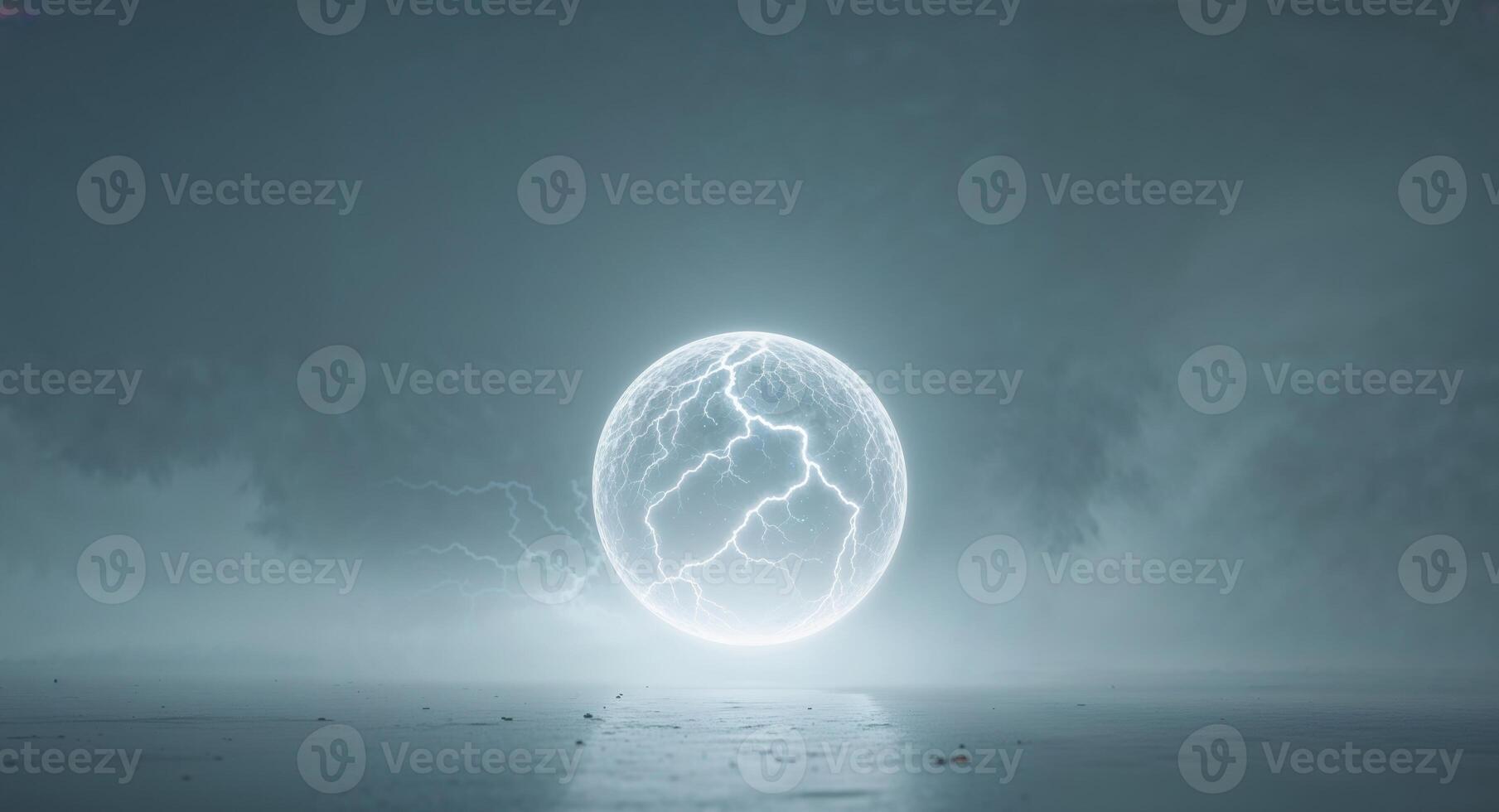 Mysterious Ball Lightning Phenomenon Illuminating Empty Space with Enigmatic Glow. photo