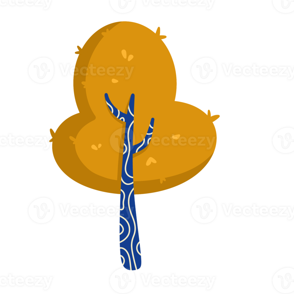 Yellow tree illustration design with summer theme. Flat tree illustration design with modern and minimalist pastel colors. png