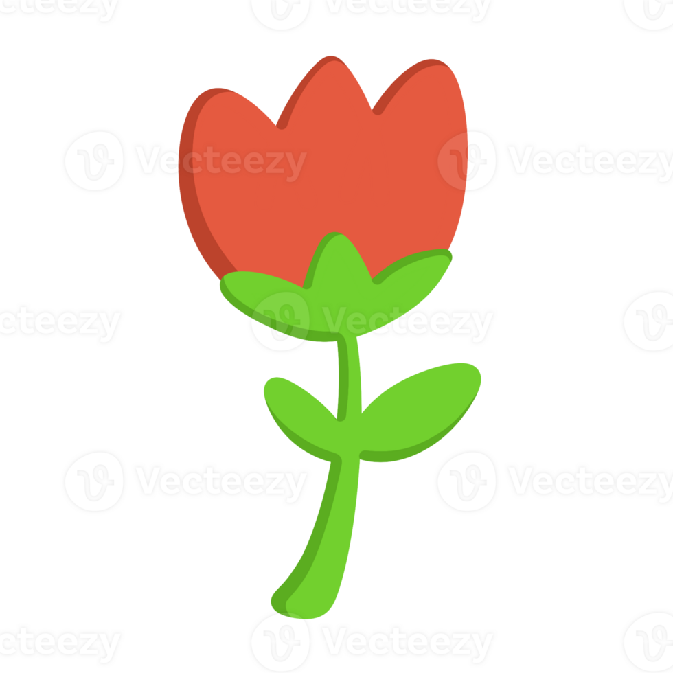 Illustration of a red rose with a simple design and modern pastel colors png