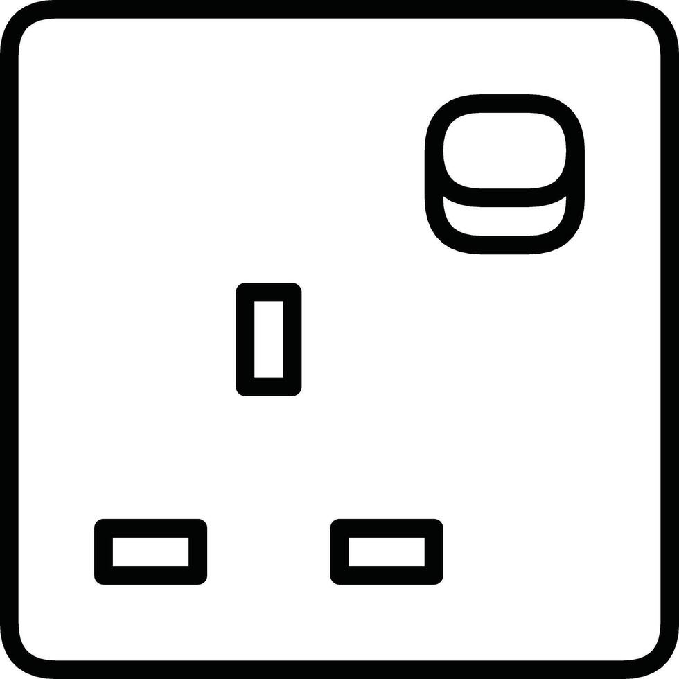 UK Three-Pin Power Outlet Symbol in Minimalist Black and White Design vector