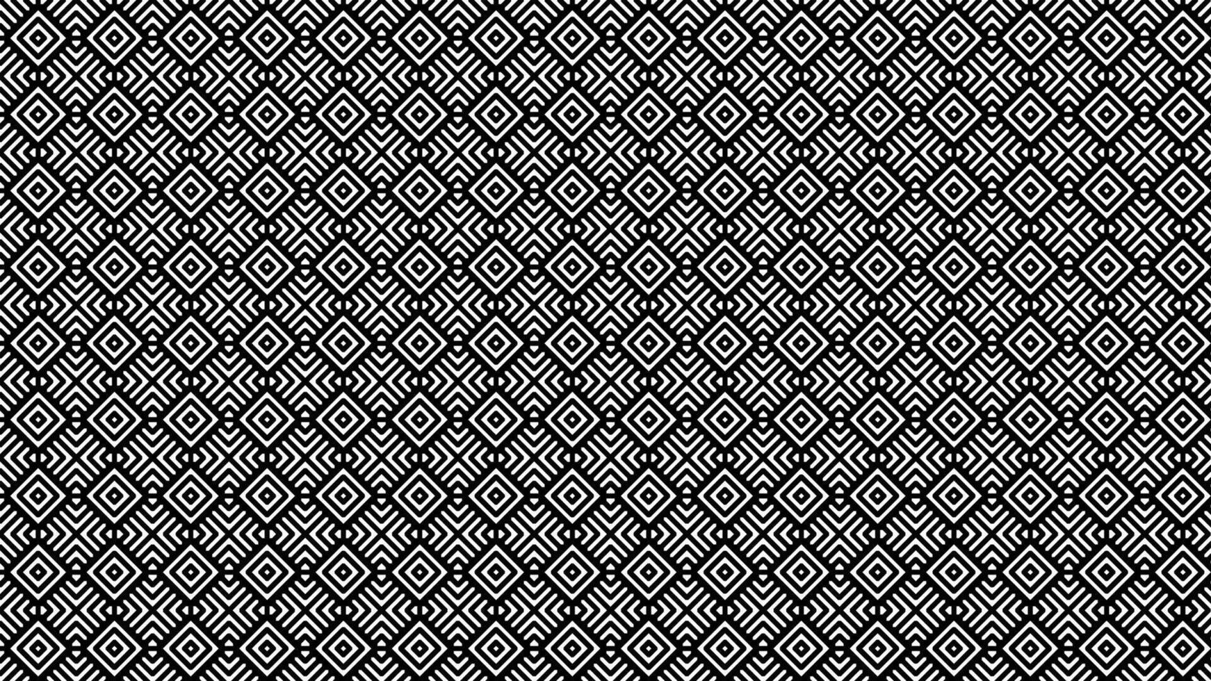Seamless Black and White Geometric Pattern with Symmetrical Diamond Motif vector