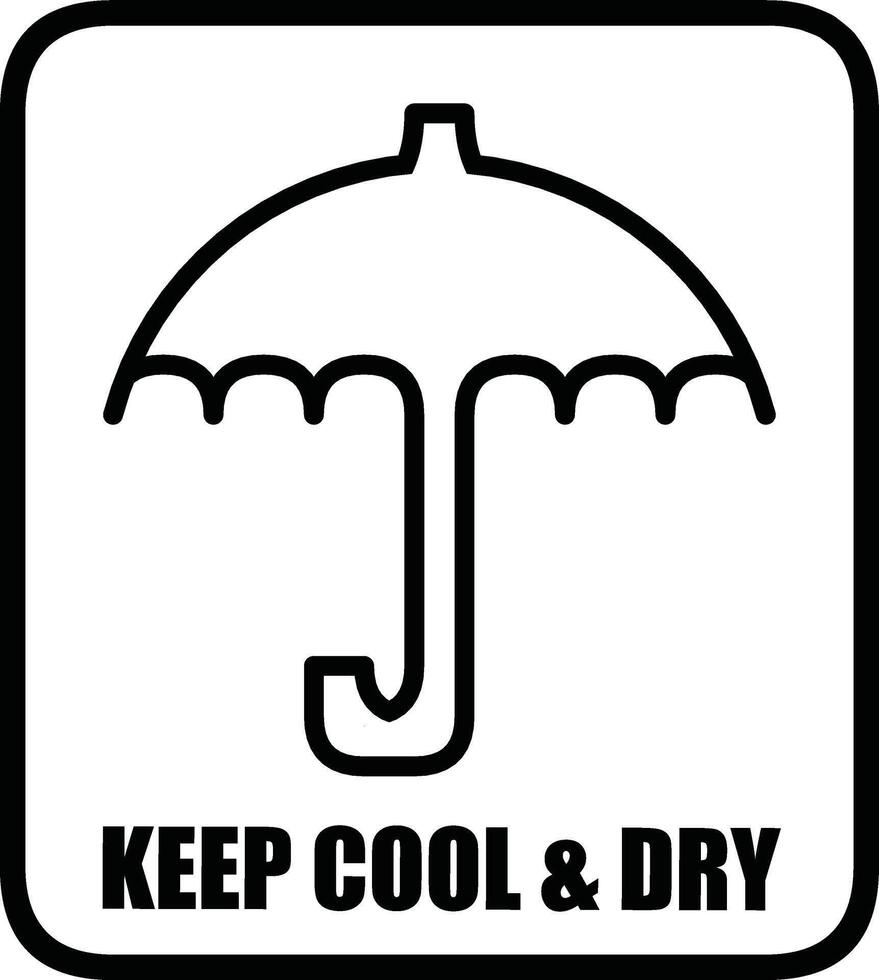 Black And White Keep Cool And Dry Label Sign With Umbrella vector