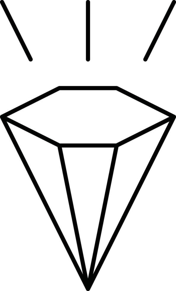Outlined Diamond with Radiating Lines Depicting Elegance and Value Symbolism vector
