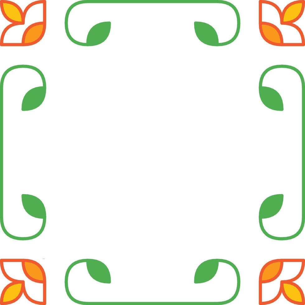 Abstract Frame with Green Leaves and Orange Accents on Clean Background vector