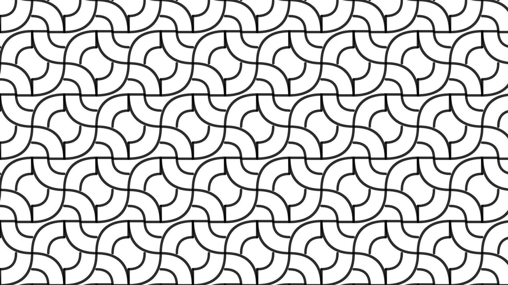 Seamless Abstract Geometric Black and White Pattern with Curved Lines vector