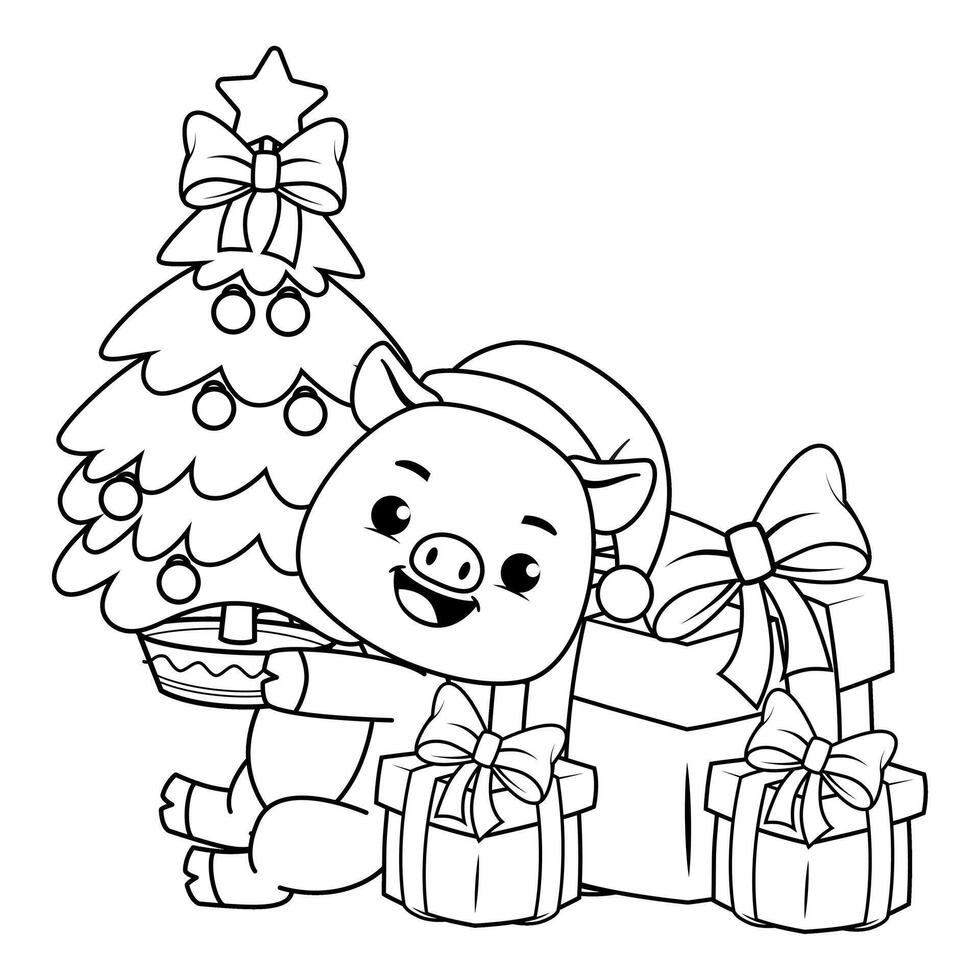 Christmas coloring pages for kids vector