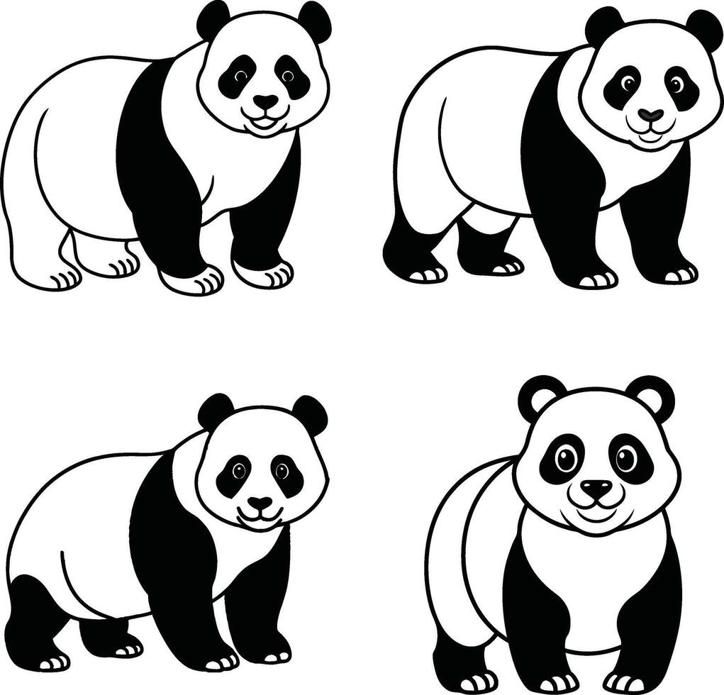 Wild Animal Panda Coloring Pages for Kids vector