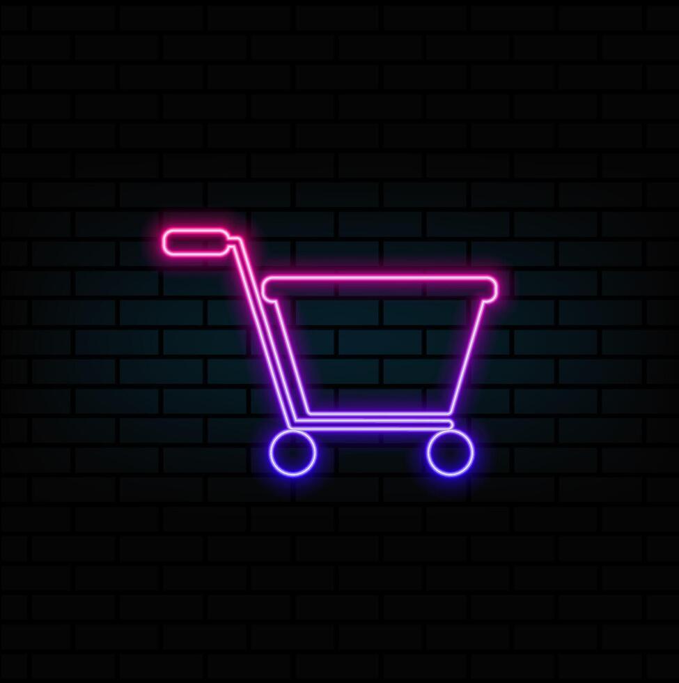 Shopping cart icon set icon isolated. neon style. vector