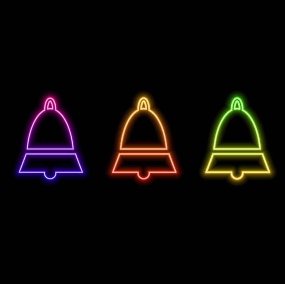 Illustration graphic of bell icon. neon style. Concept flat design. Perfect for icon, poster, banner, web, label, sign, symbol, card, template, password, private, etc. vector