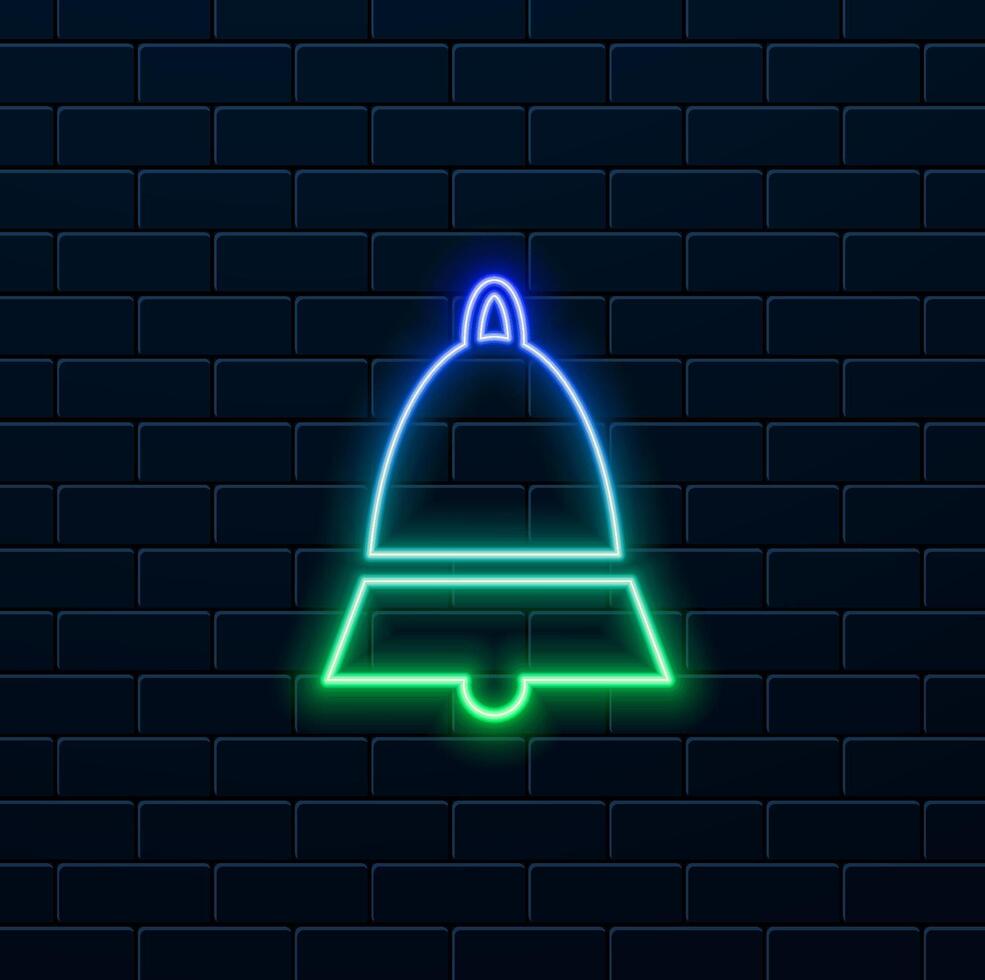 neon style. Alarm. Notification icon. . vector