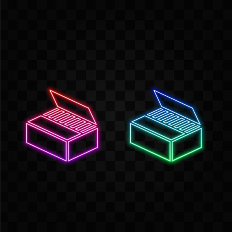 box icon, flat design illustration. Simple Clipboard Icon Template. neon style. vector