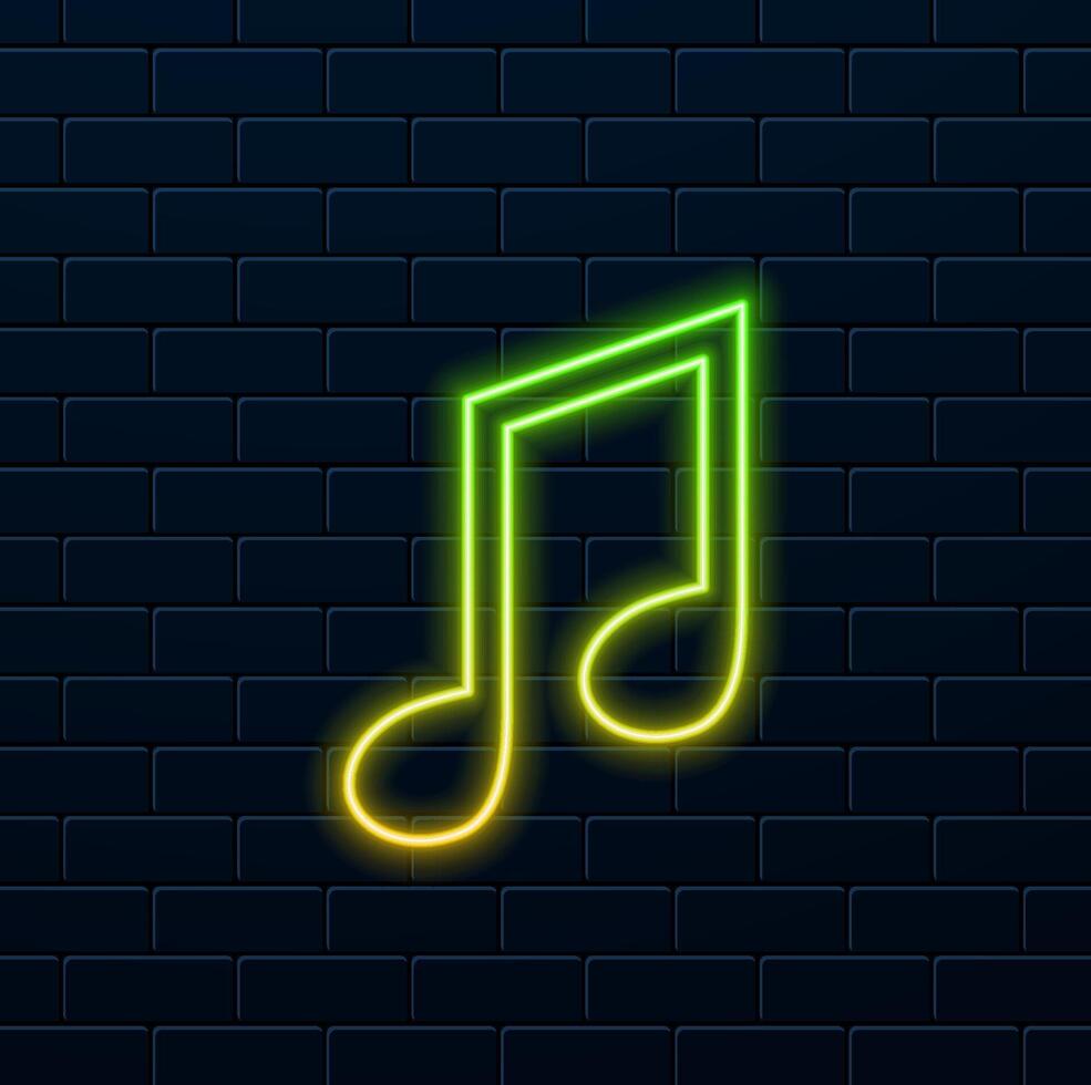 neon style. Music notes icon set. Musical key symbols. Music notes symbol illustration. vector