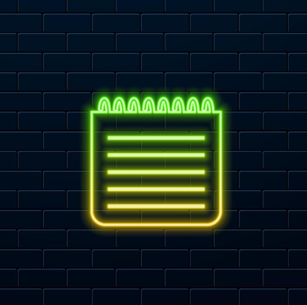 Notebook Glyph Icon for Personal and Business Use. neon style. vector