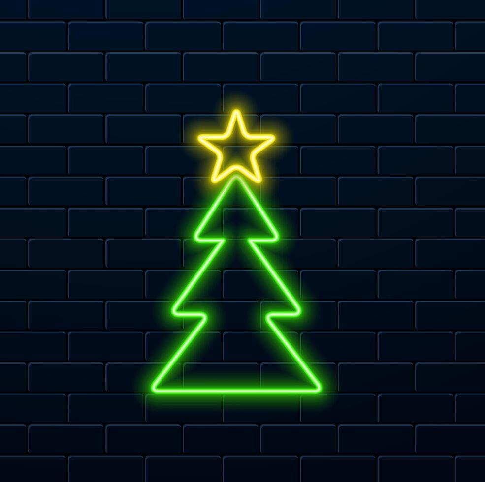 abstract Christmas trees. Christmas Tree Color Flat Icons. Christmas Tree Green Icon. neon style. vector