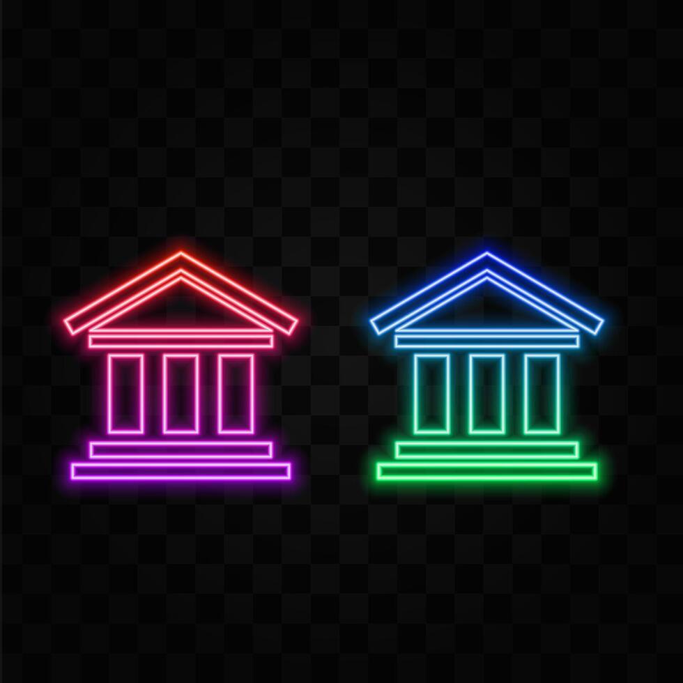 Bank building icon. neon style. filled flat sign for mobile concept and web design. Bank glyph icon. Symbol, logo illustration. graphics vector