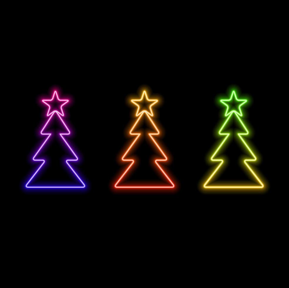 Christmas tree in doodle style. Hand-drawn sketch of a Christmas tree. illustration. neon style. vector