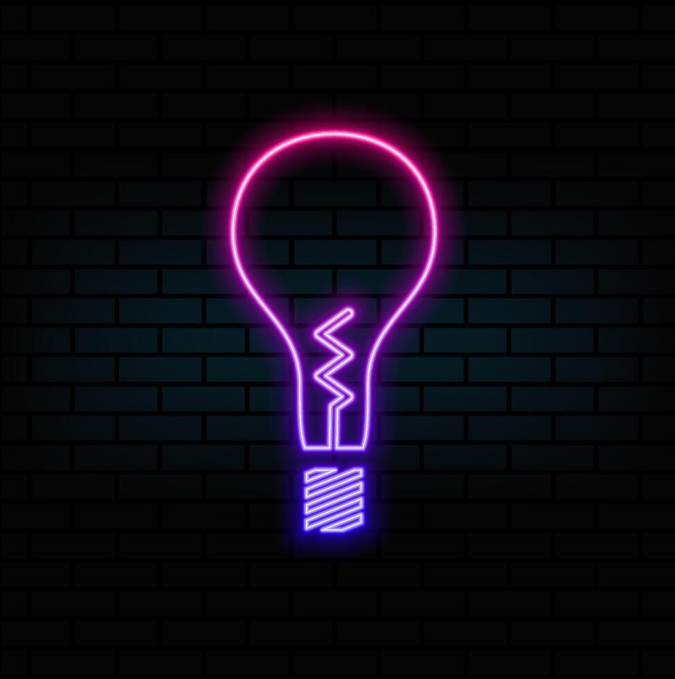 Ecology lamp pictogram. neon style. Set of energy saving icon and LED light bulbs vector