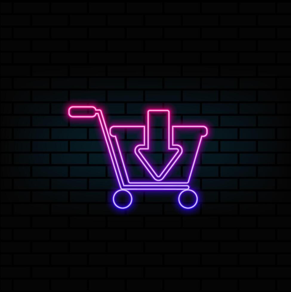 neon style. Shopping Icon, flat design style vector