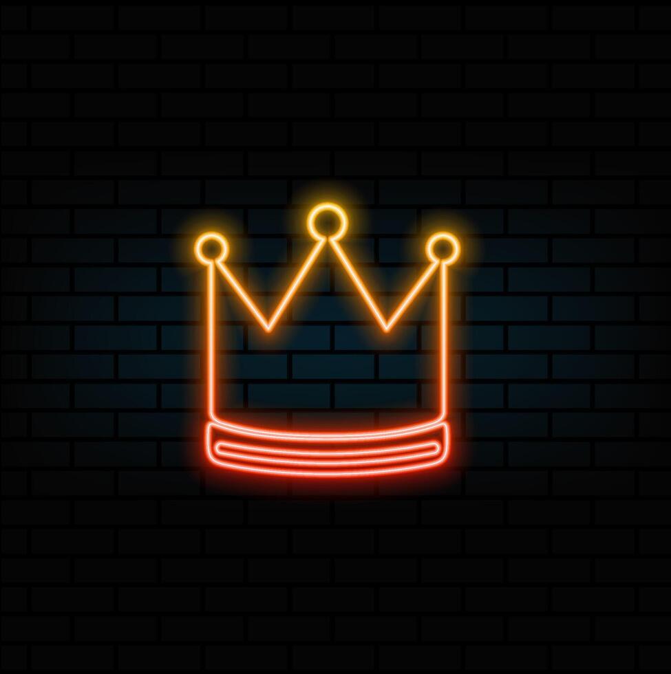 Crown icon. Outline and glyph style. neon style. vector