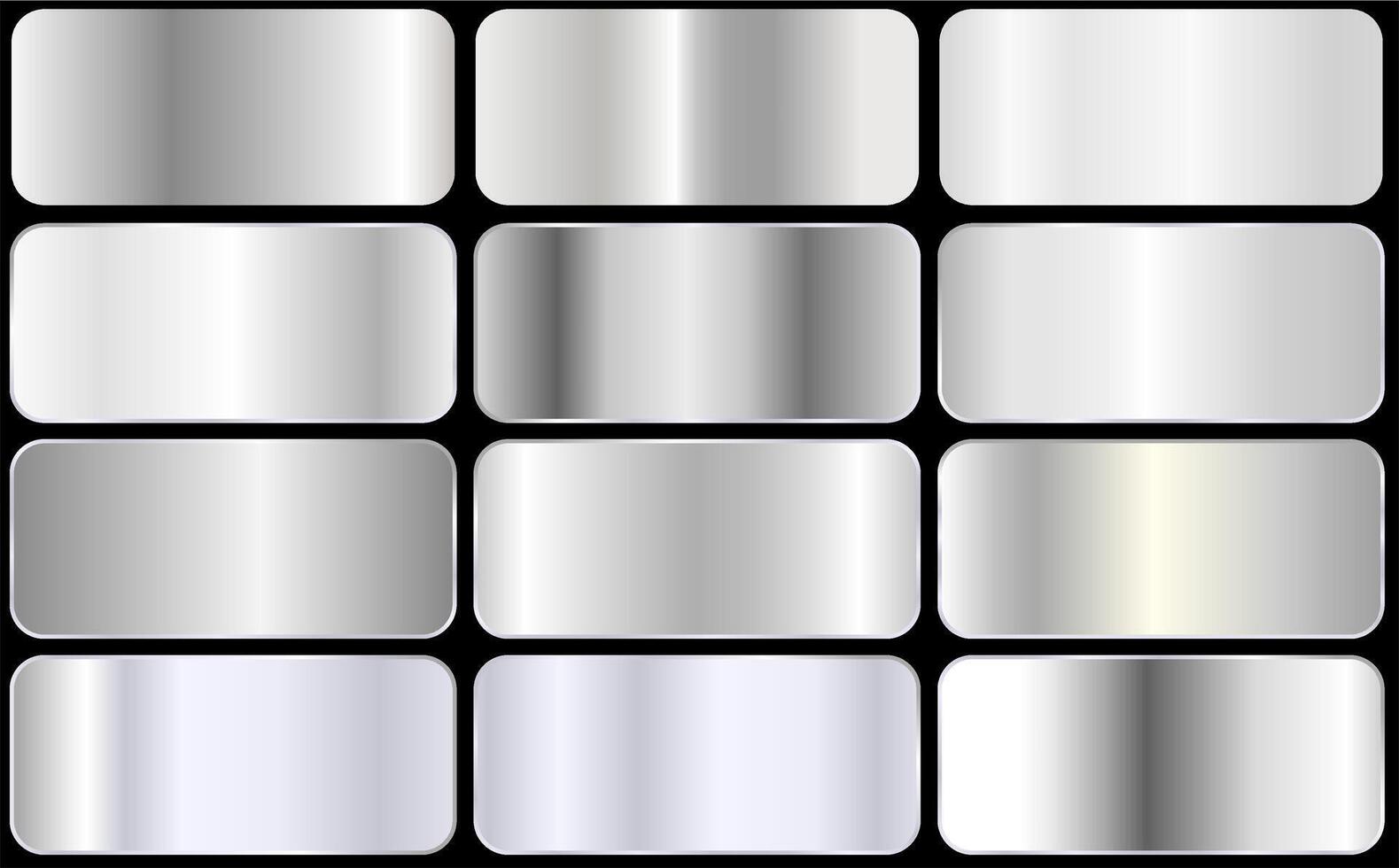 silver foil texture set. Metallic steel gradient collection. vector