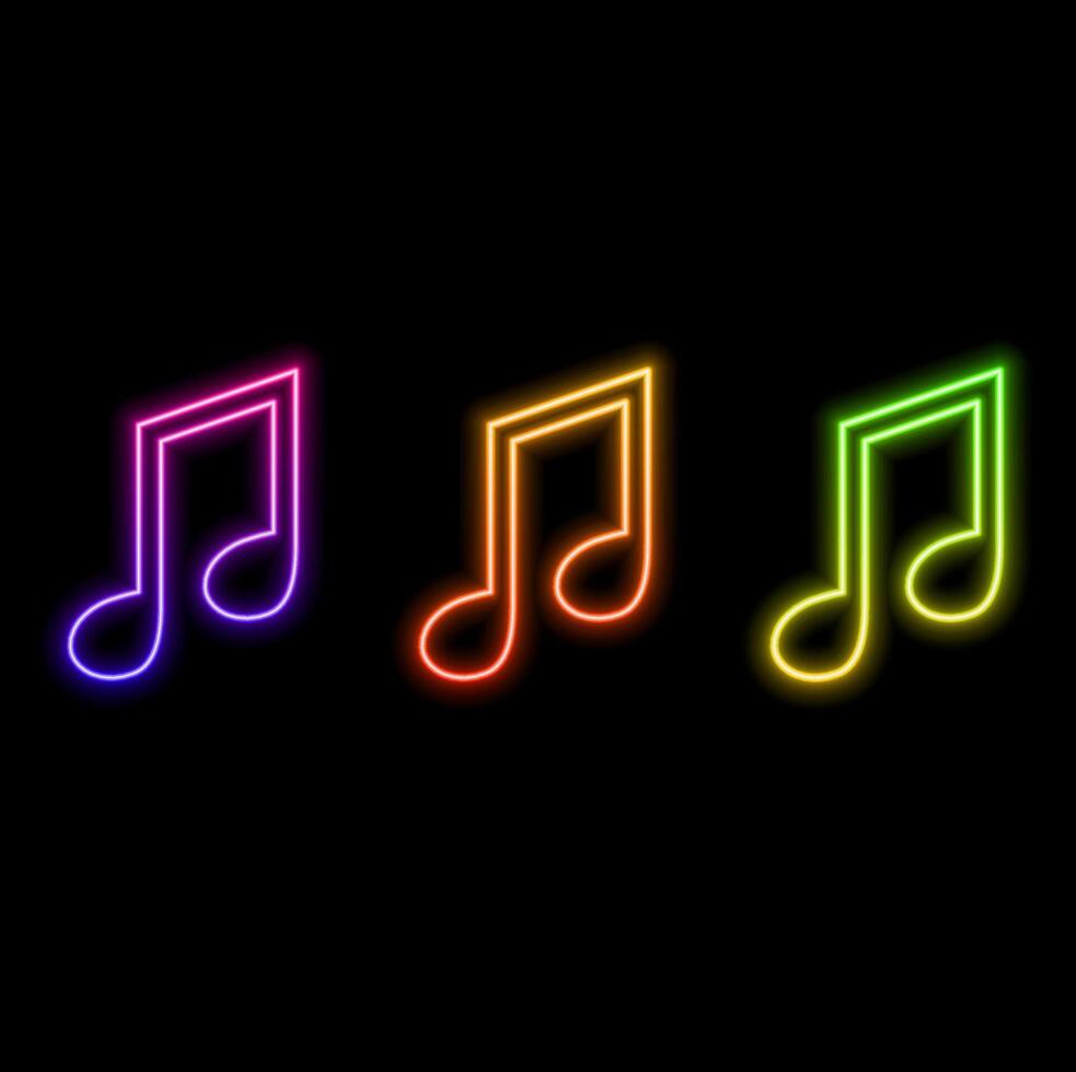 music icon. neon style. Lorem ipsum Flat design vector