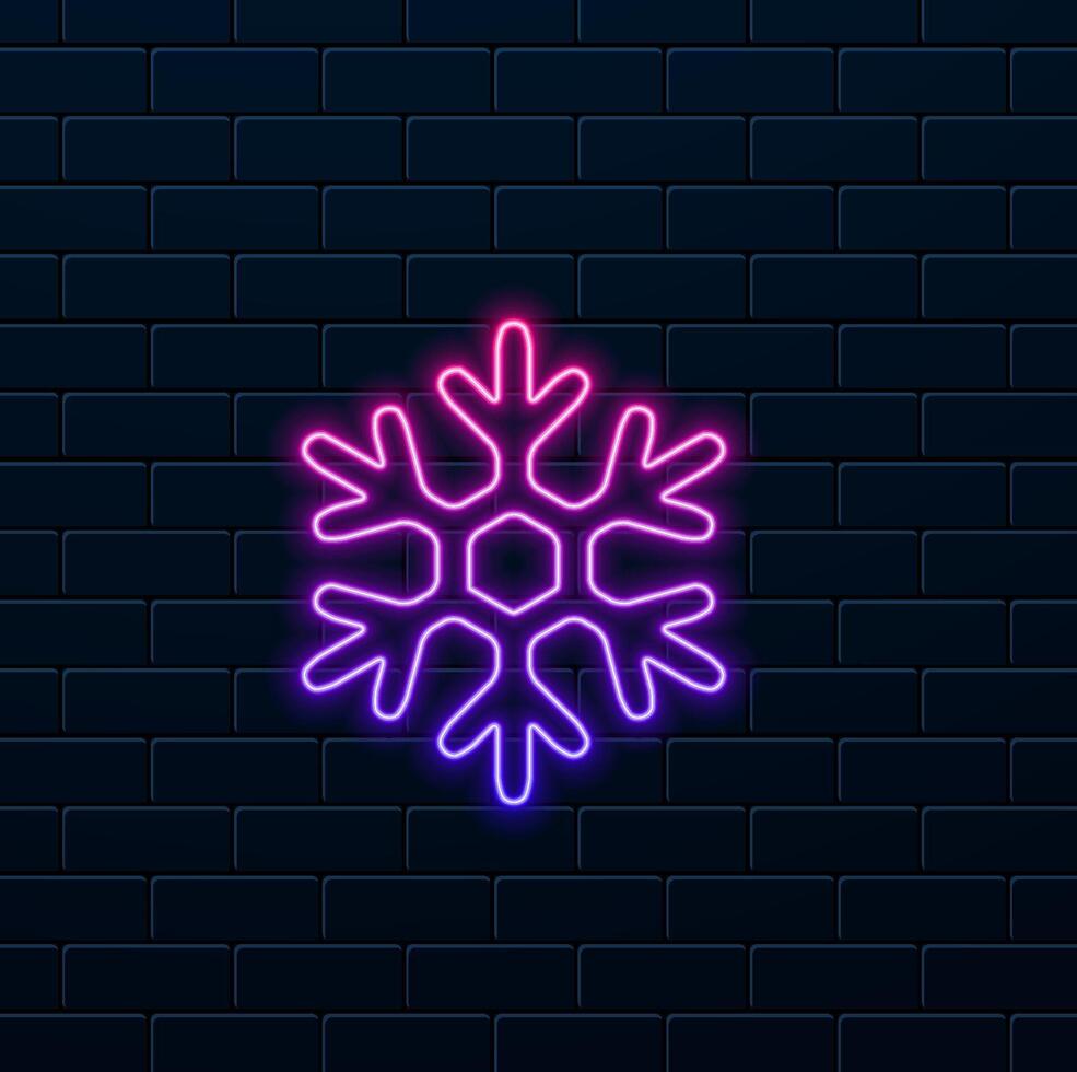 neon style. Snow icon flat thin line illustration vector